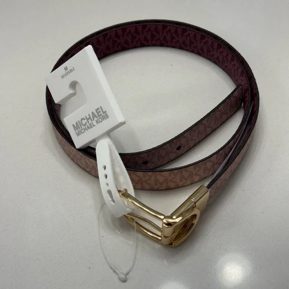 Michael Kors Pink and Burgundy REVERSIBLE Women's Belt M NWT - Picture 8 of 9